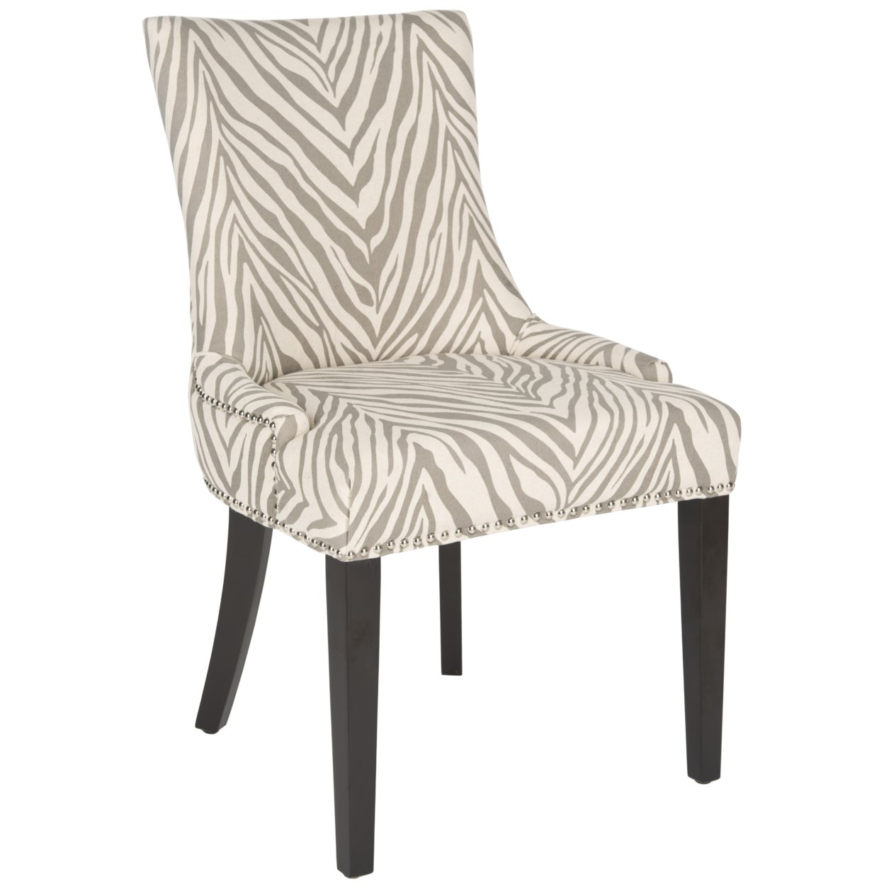 SAFAVIEH Lester 19''H Dining Chair Set Of 2 Silver Nail Head Grey Zebra