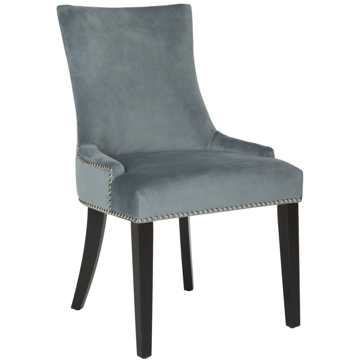 SAFAVIEH Lester 19''H Dining Chair Set Of 2 Silver Nail Head Blue