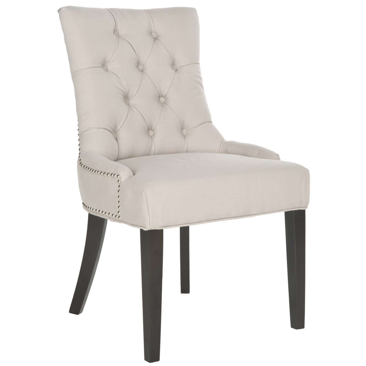 SAFAVIEH Harlow 19''H Tufted Ring Chair Set Of 2 Silver Nail Head Taupe