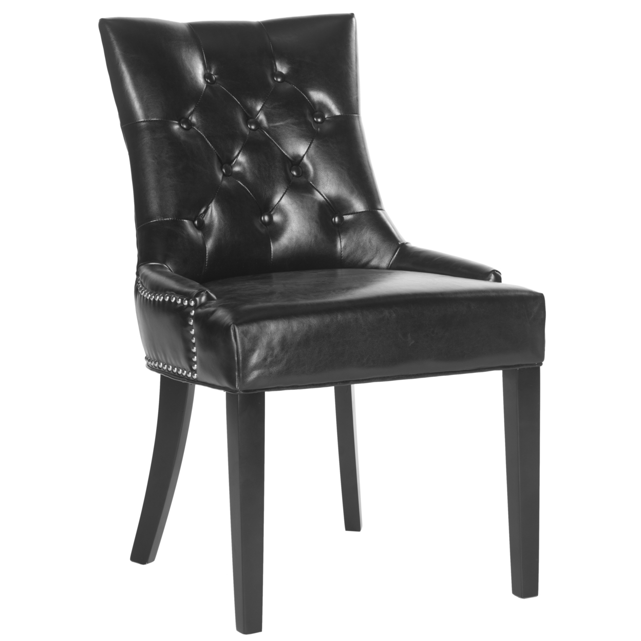 SAFAVIEH Harlow 19''H Tufted Ring Chair Set Of 2 Silver Nail Head Black