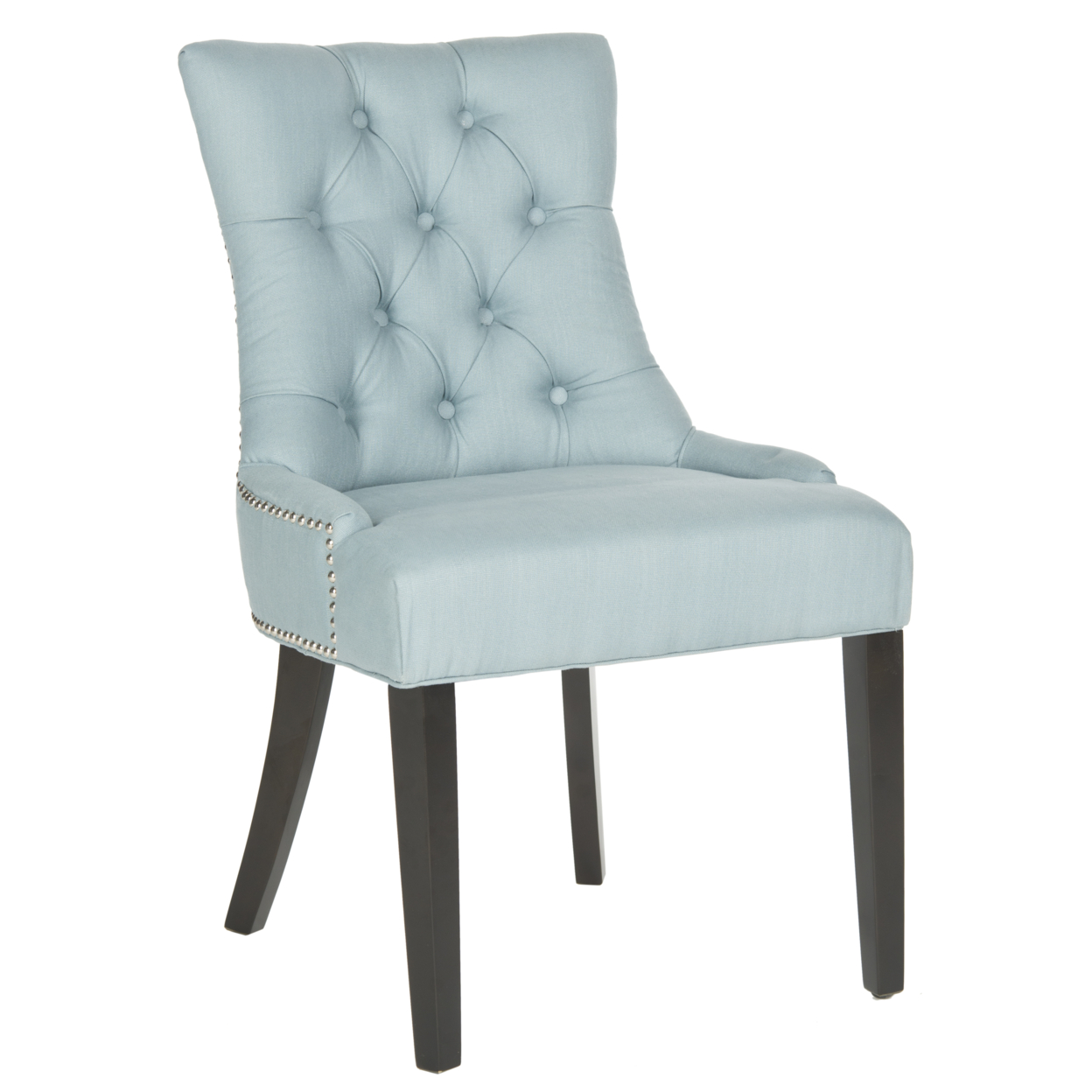 SAFAVIEH Harlow 19''H Ring Chair Set Of 2 Silver Nail Head Light Blue