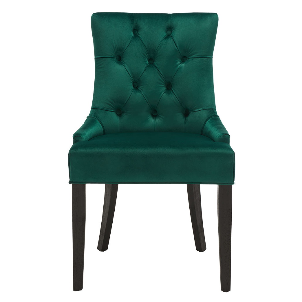 SAFAVIEH Harlow 19''H Tufted Ring Chair Set Of 2 Silver Nail Head Emerald