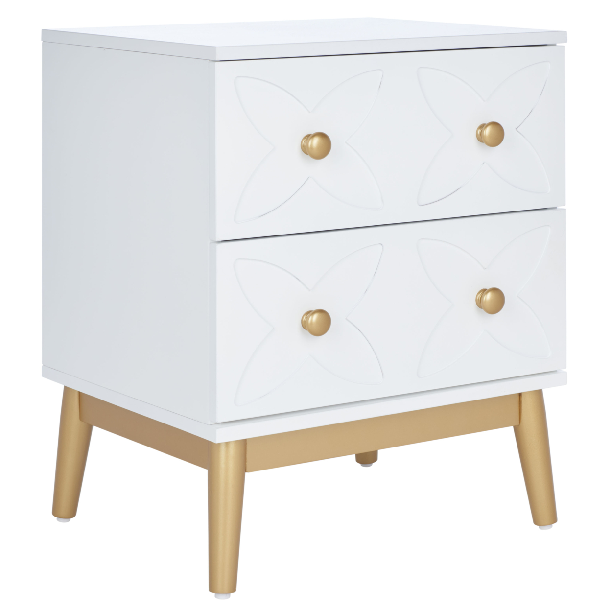 SAFAVIEH Ottoline 2-Drawer Patterned Night Stand White / Gold