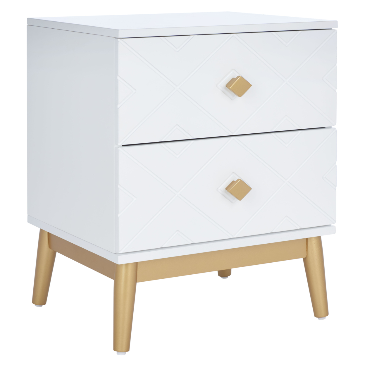 SAFAVIEH Wilfred 2-Drawer Patterned Night Stand White / Gold