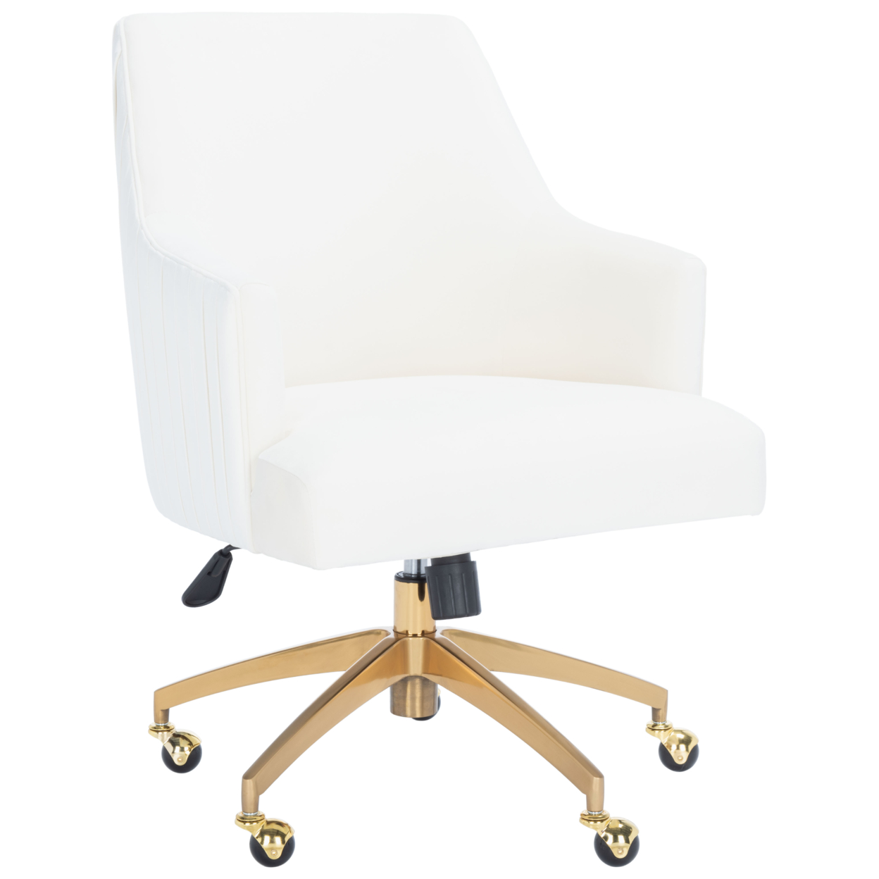 SAFAVIEH Kaisley Puckered Office Chair Creme / Gold