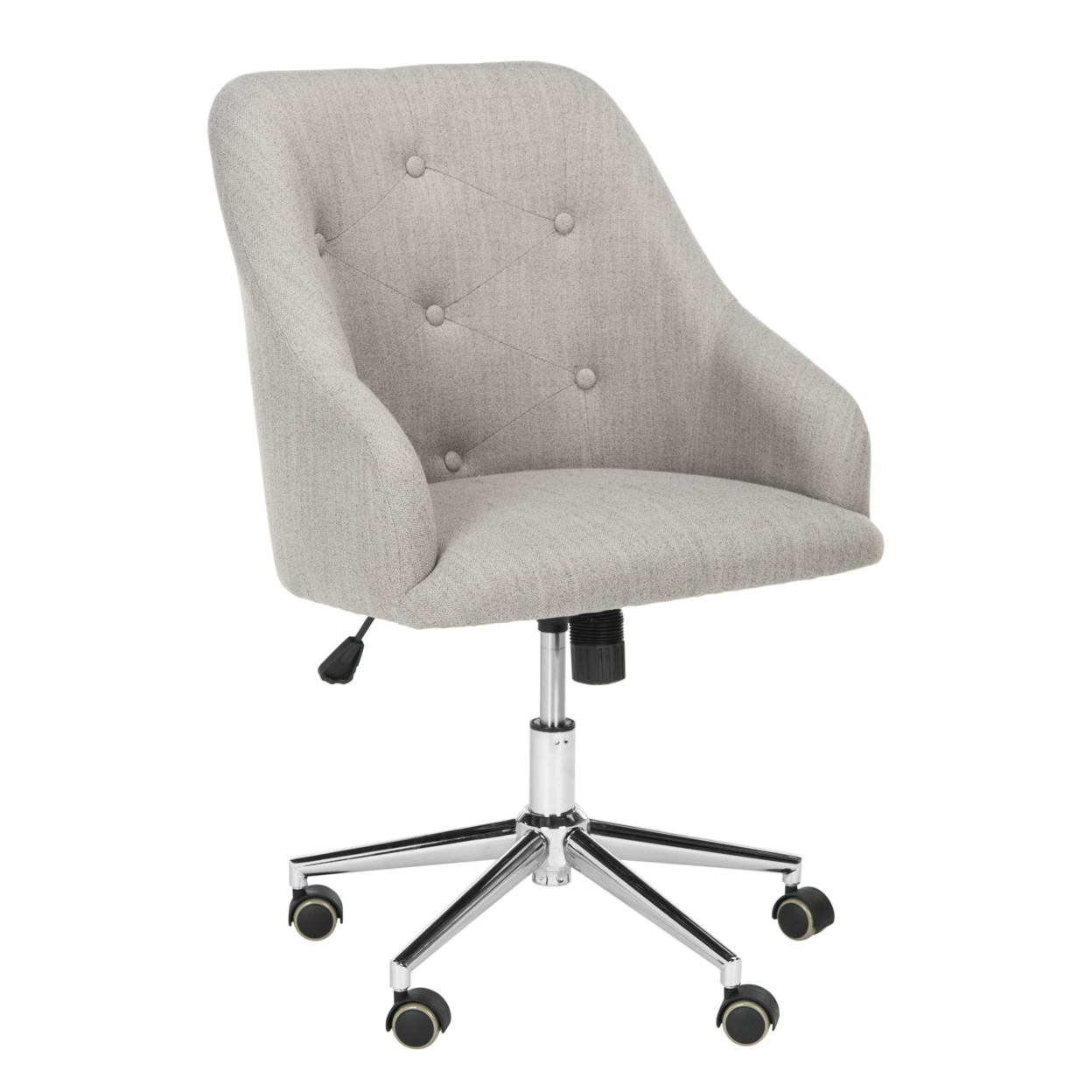 SAFAVIEH Evelynn Tufted Velvet Chrome Leg Swivel Office Chair Grey / Chrome