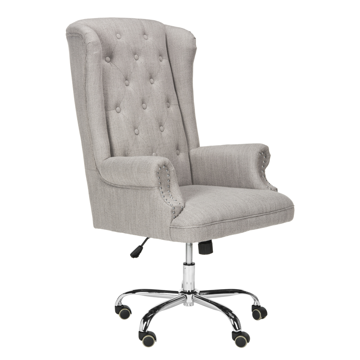 SAFAVIEH Ian Linen Chrome Leg Swivel Office Chair Grey / Chrome