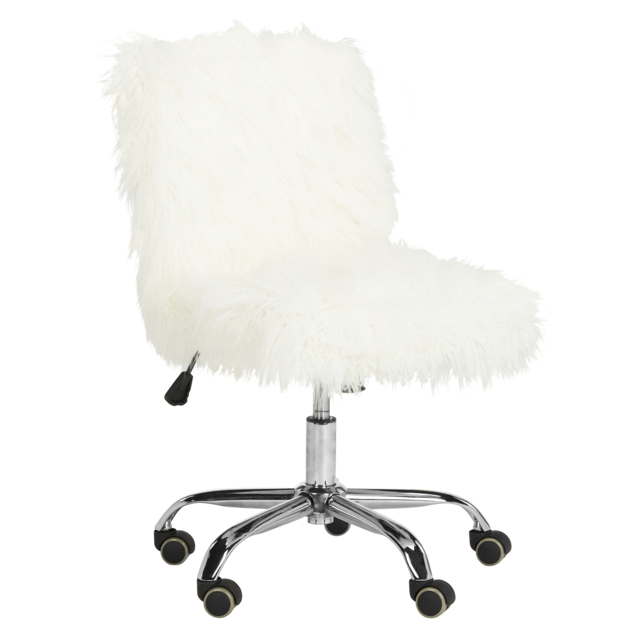 SAFAVIEH Whitney Faux Sheepskin Chrome Leg Swivel Office Chair White /Chrome