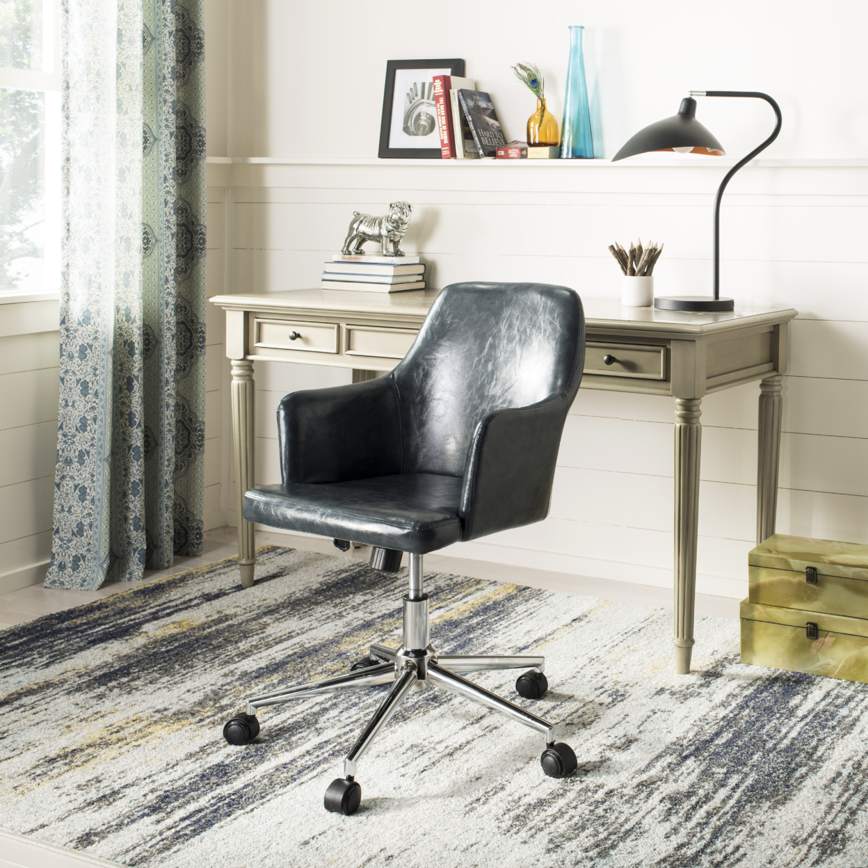 SAFAVIEH Cadence Swivel Office Chair Dark Grey / Chrome