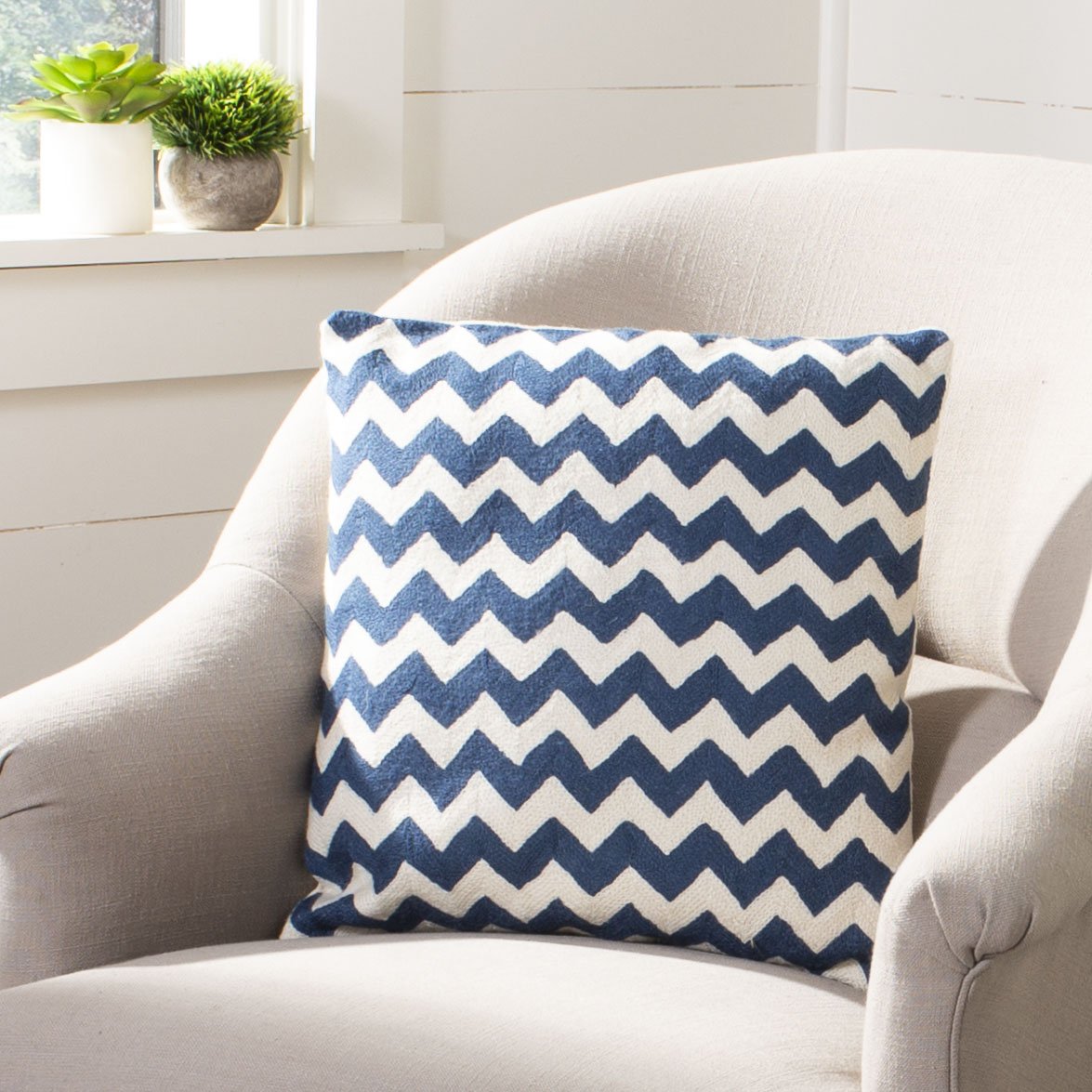 SAFAVIEH Striped Tealea Pillow Set Of 2 Navy Blue