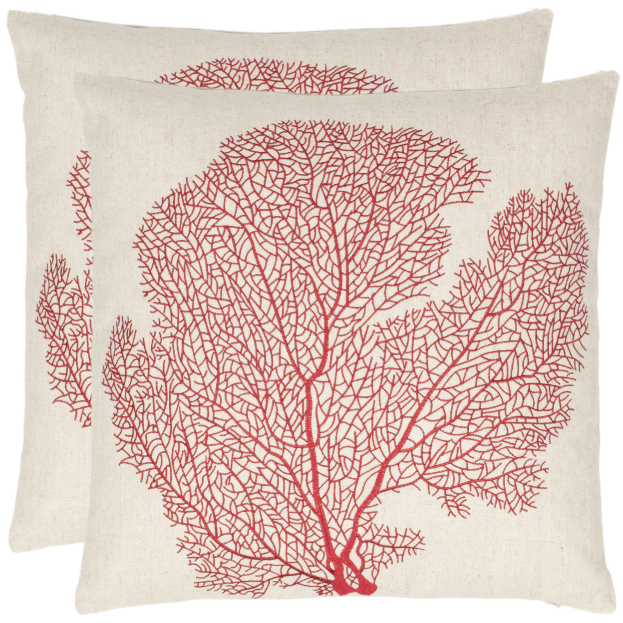 SAFAVIEH Spice Fan Coral Pillow Set Of 2 Beach Lime