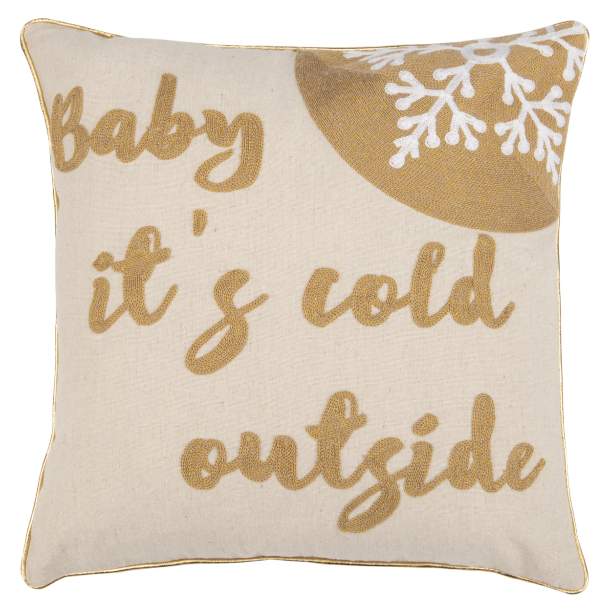 SAFAVIEH Cold Outside Pillow Beige / Gold
