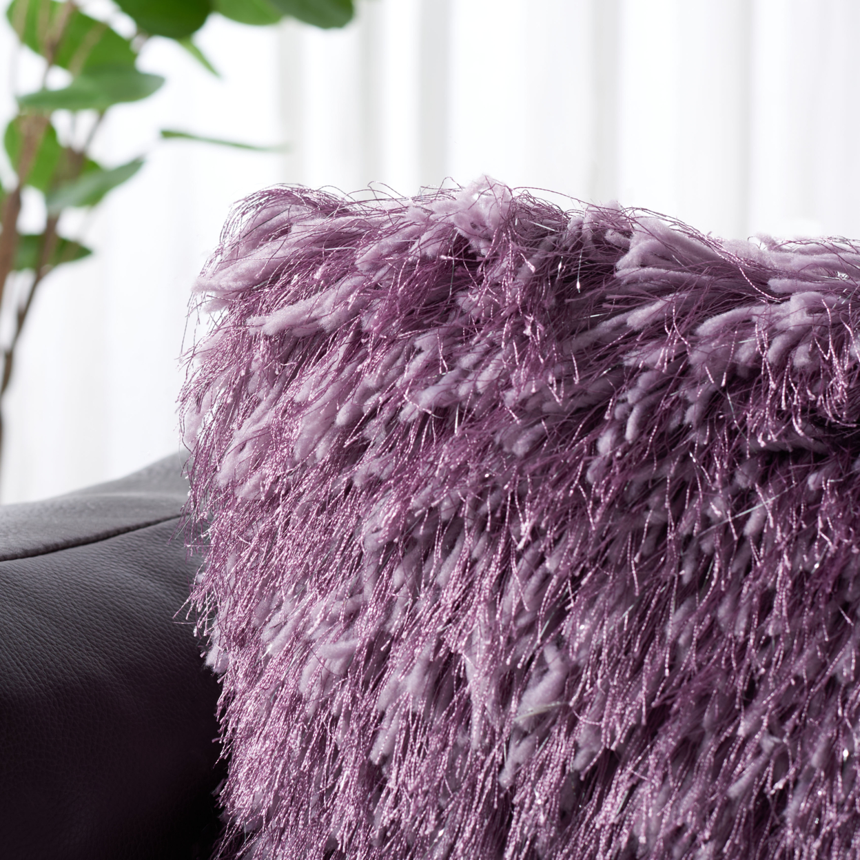 SAFAVIEH Shag Modish Metallic Pillow Purple