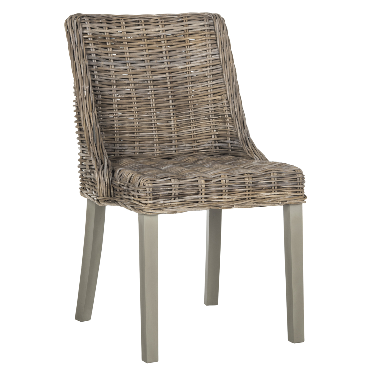 SAFAVIEH Caprice 18''H Wicker Dining Chair With Leather Handle Grey