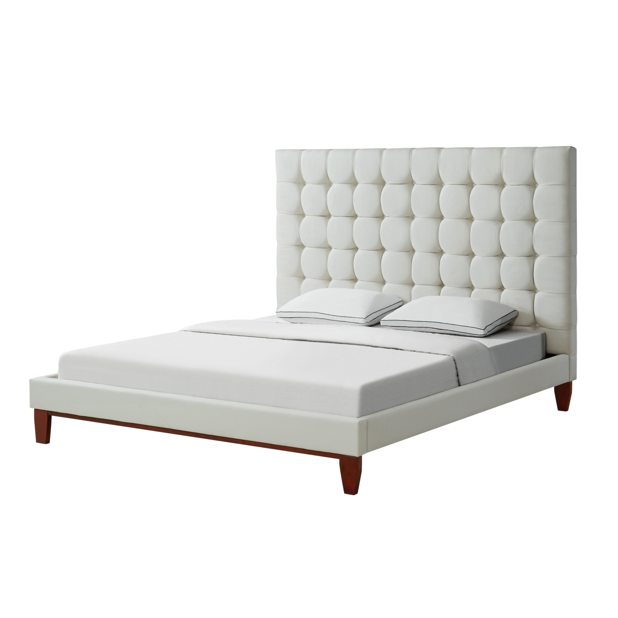 Fabrizio Linen Tufted Platform Bedframe-King- Queen- Full Twin-Upholstered-Modern And Contemporary-Inspired Home - Grey, Queen
