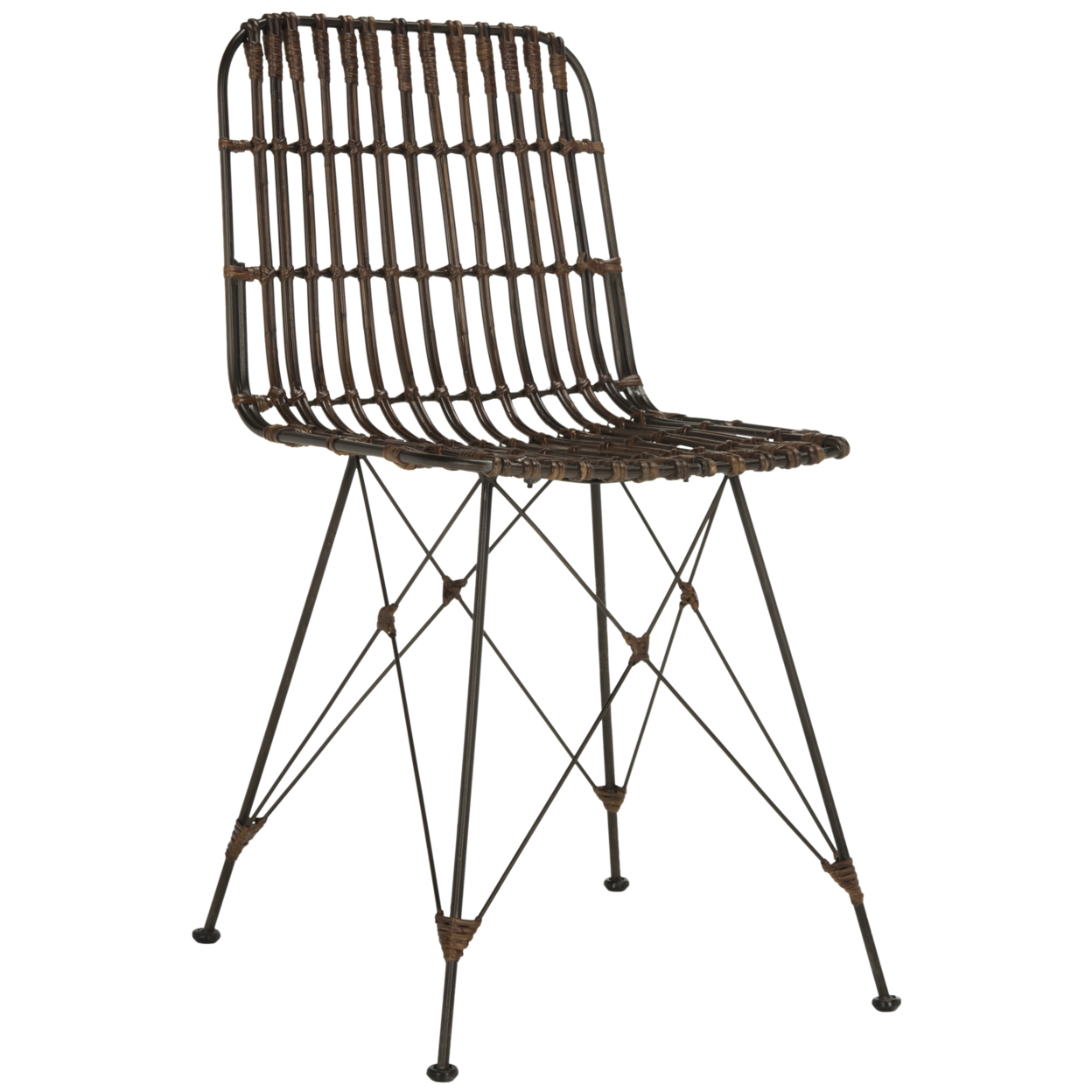 SAFAVIEH Minerva Wicker Dining Chair Set Of 2 Brown / Black