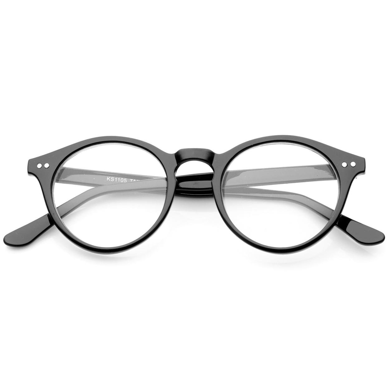 Retro Keyhole Nose Bridge Clear Lens P3 Round Glasses 46mm - Matte Yellow-Tortoise / Clear