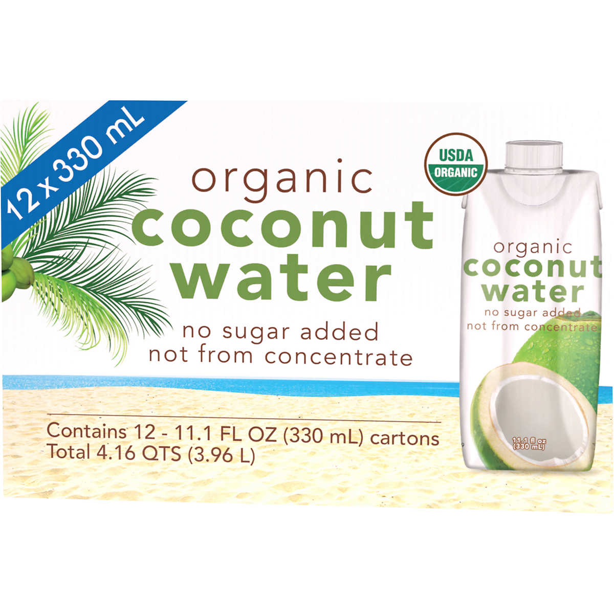 Kirkland Signature Organic Coconut Water, 11.1 Fluid Ounce (Pack Of 12)