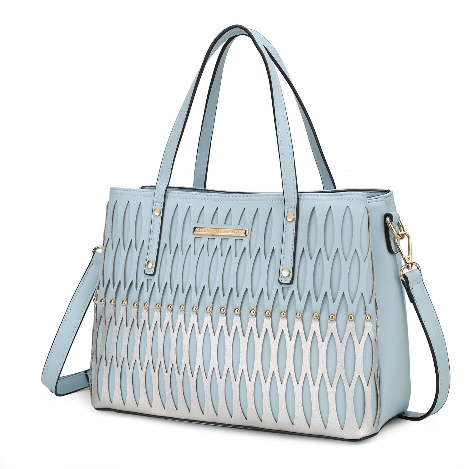 MKF Collection Quinn Triple Compartment Color Block Tote Bag By Mia K - Baby Blue