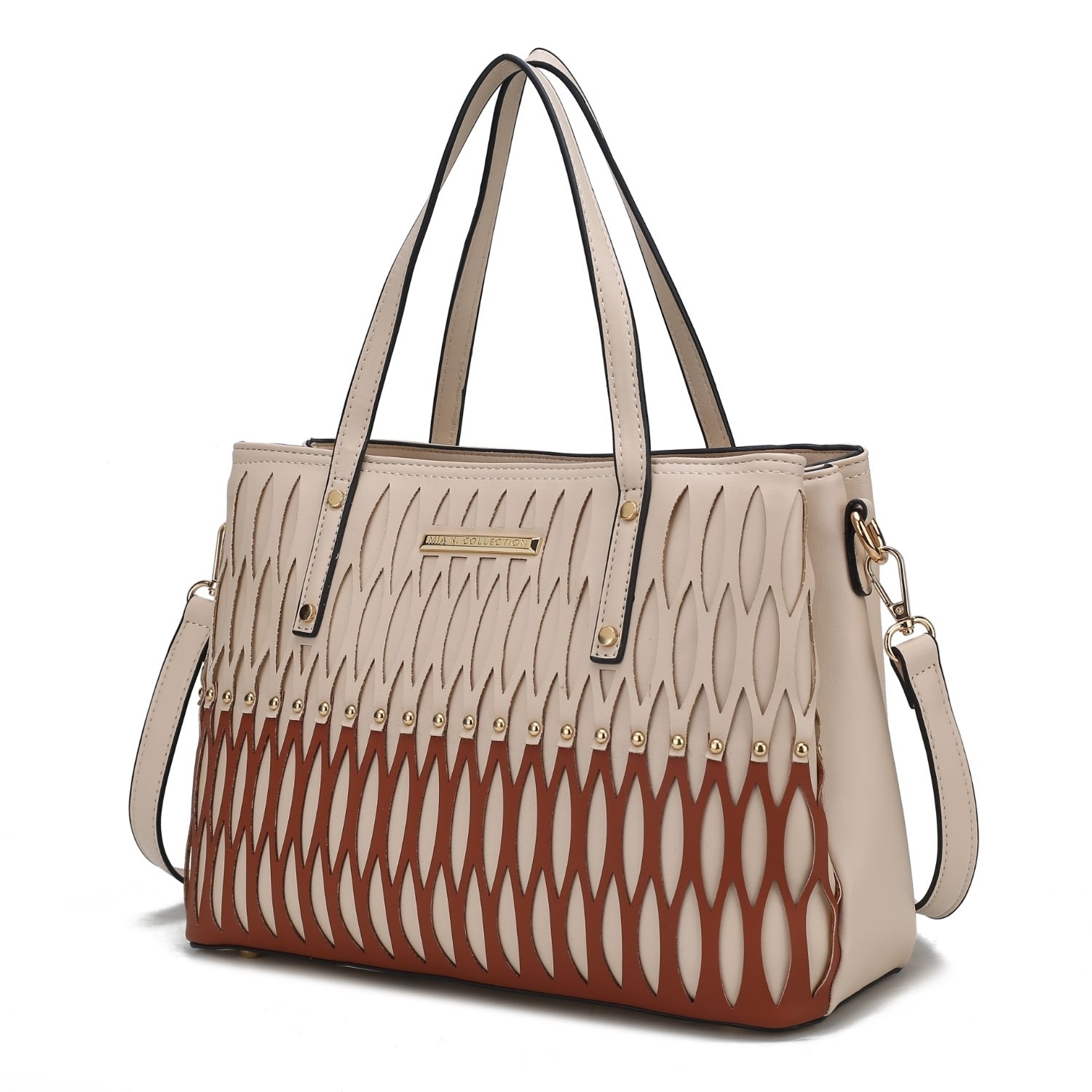 MKF Collection Quinn Triple Compartment Color Block Tote Bag By Mia K - Beige