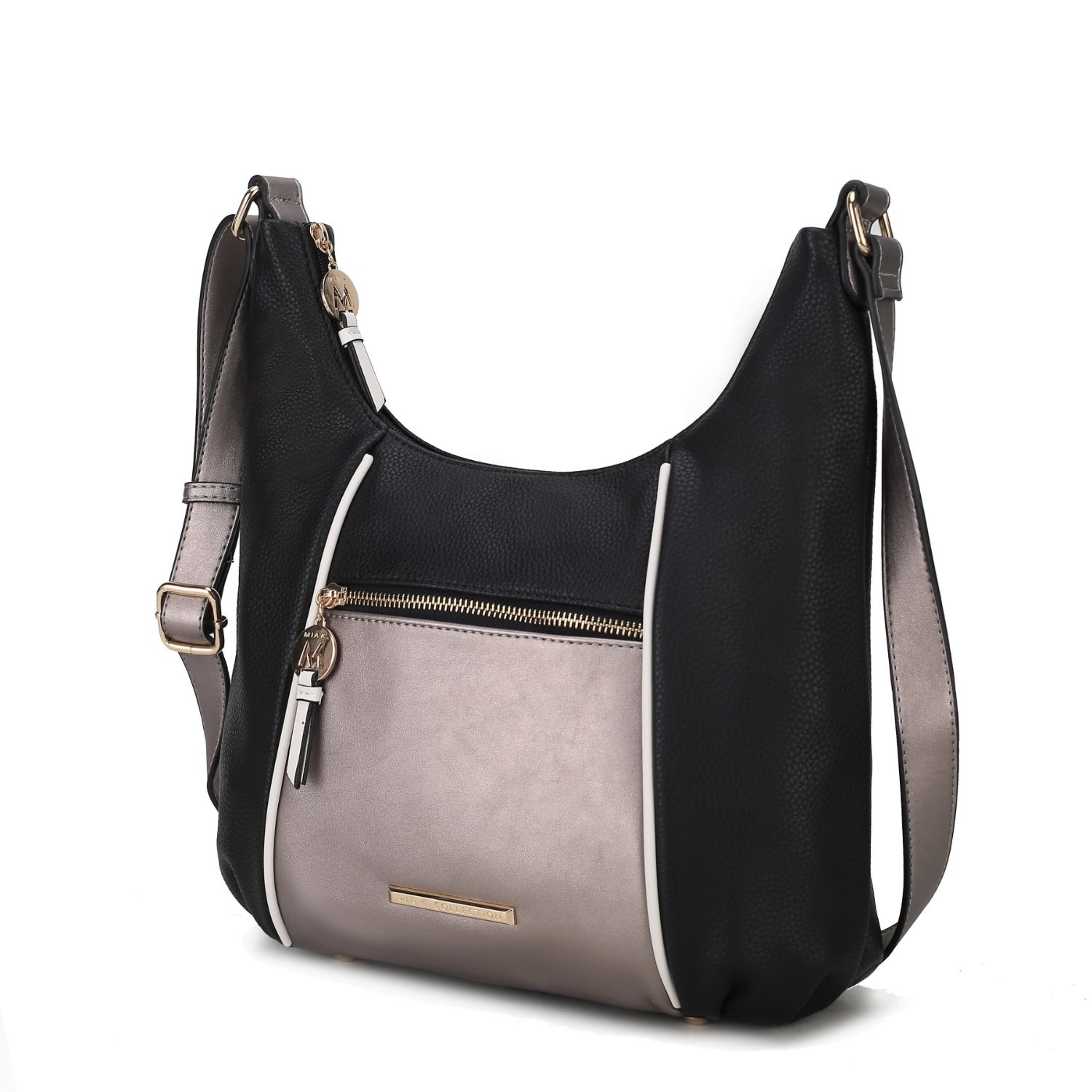 MKF Collection Lavinia Color-Block Vegan Leather Women's Shoulder Bag By Mia K - Pewter