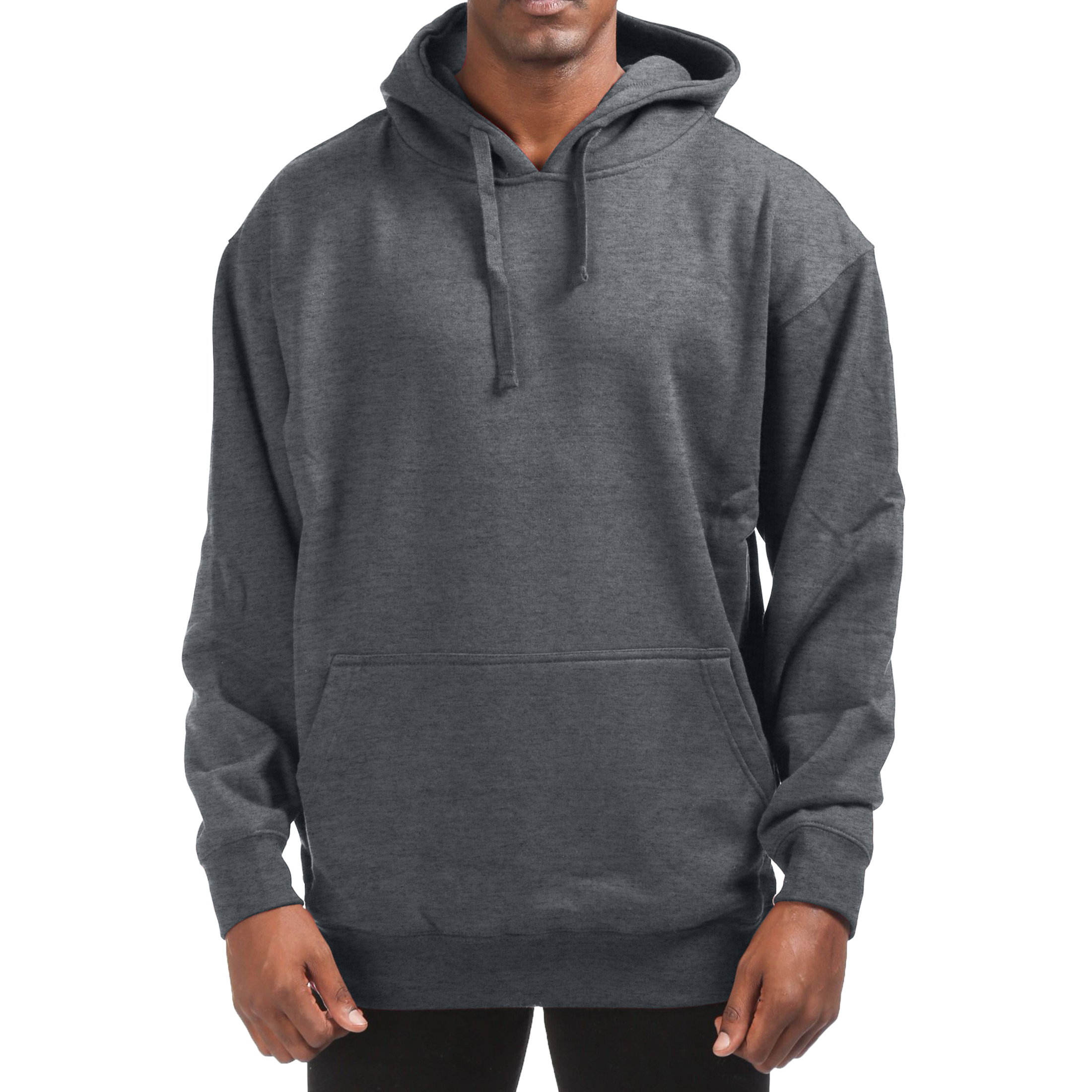 Men's Cotton-Blend Fleece Pullover Hoodie With Pocket (Big & Tall Sizes Available) - Charcoal, Medium