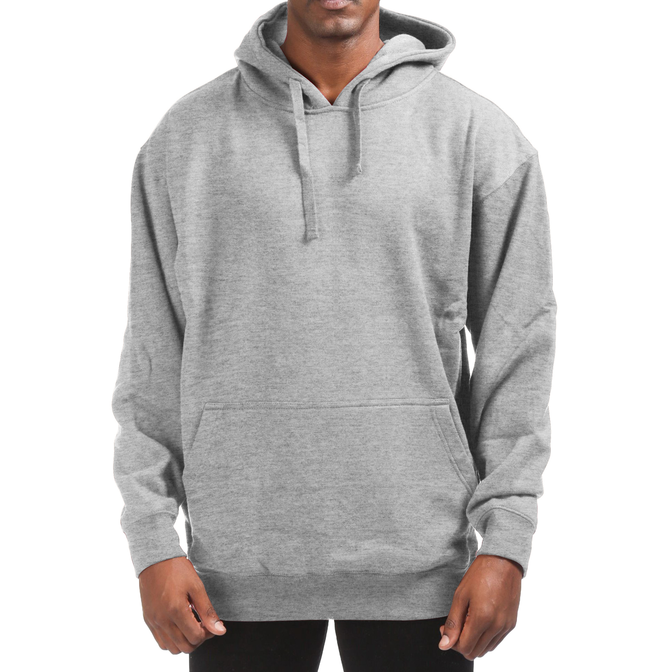 Men's Cotton-Blend Fleece Pullover Hoodie With Pocket (Big & Tall Sizes Available) - Gray, Medium