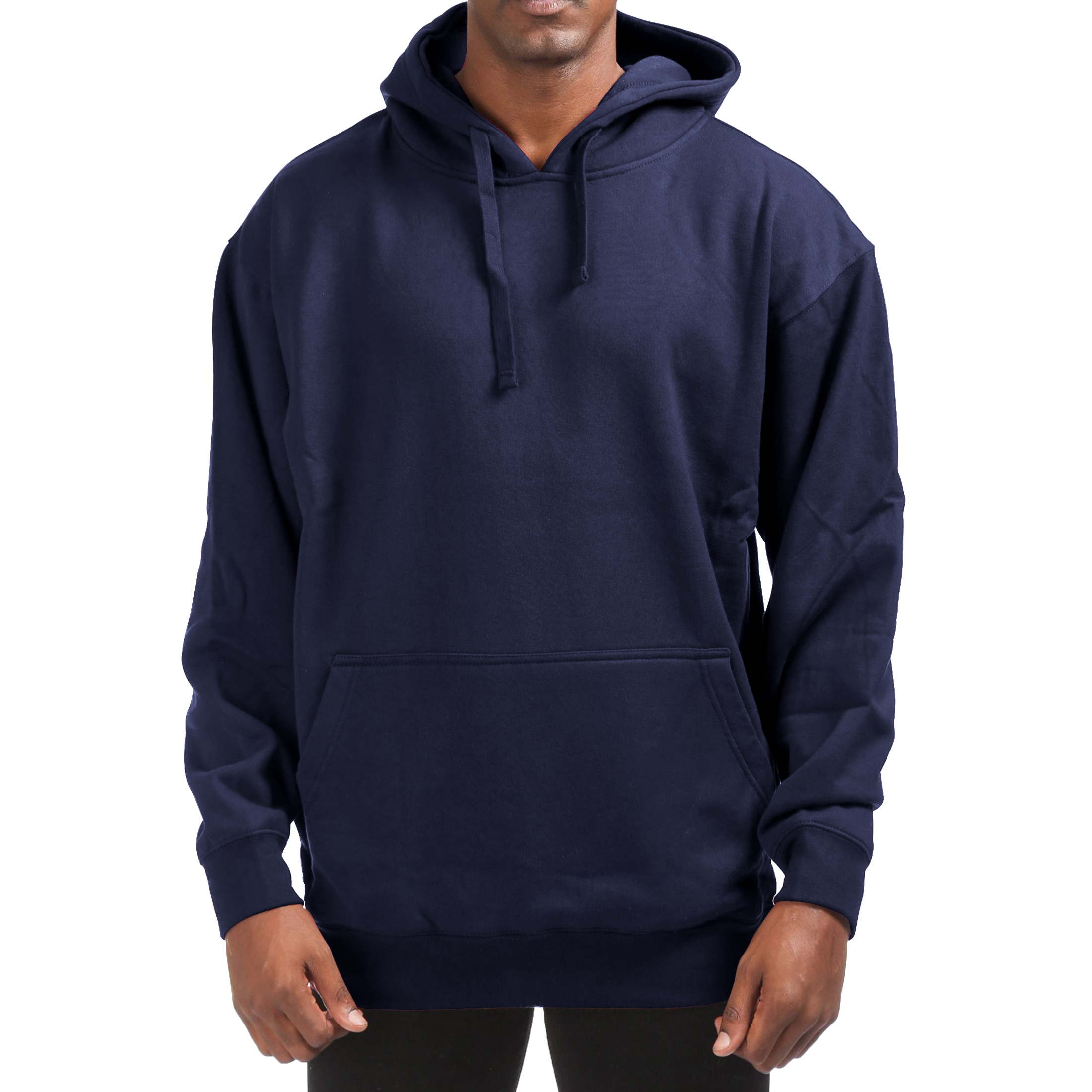 Men's Cotton-Blend Fleece Pullover Hoodie With Pocket (Big & Tall Sizes Available) - Navy, 3X-Large