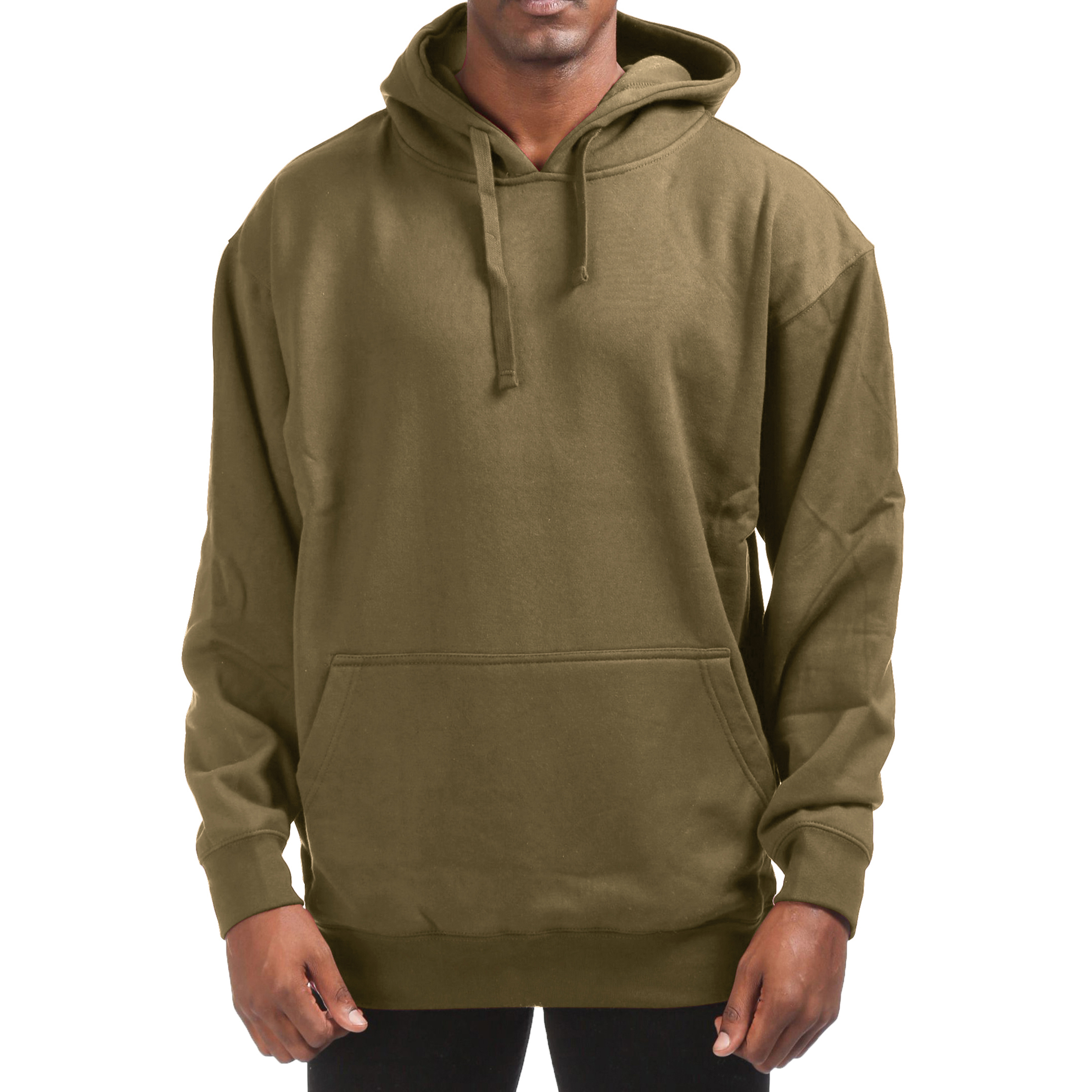 Men's Cotton-Blend Fleece Pullover Hoodie With Pocket (Big & Tall Sizes Available) - Olive, X-Large