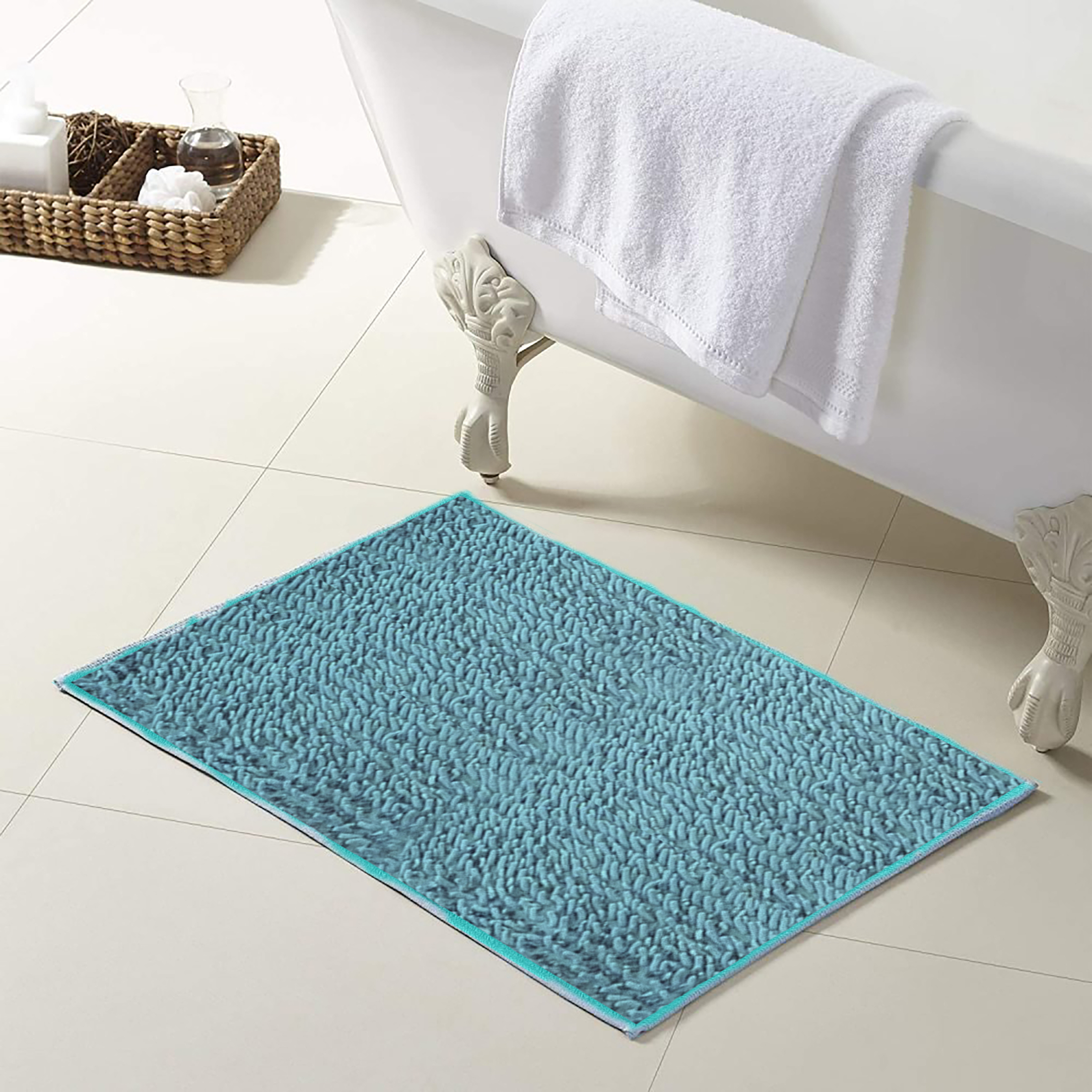 Non Slip Thick Soft Absorbent Ivy Chenille Bath Mat For Bathroom
