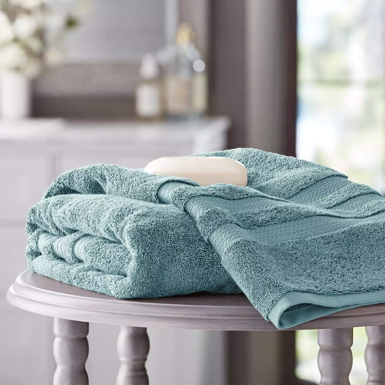 Hotel Premier Collection 100% Cotton Luxury Bath Towel, Blue Denim