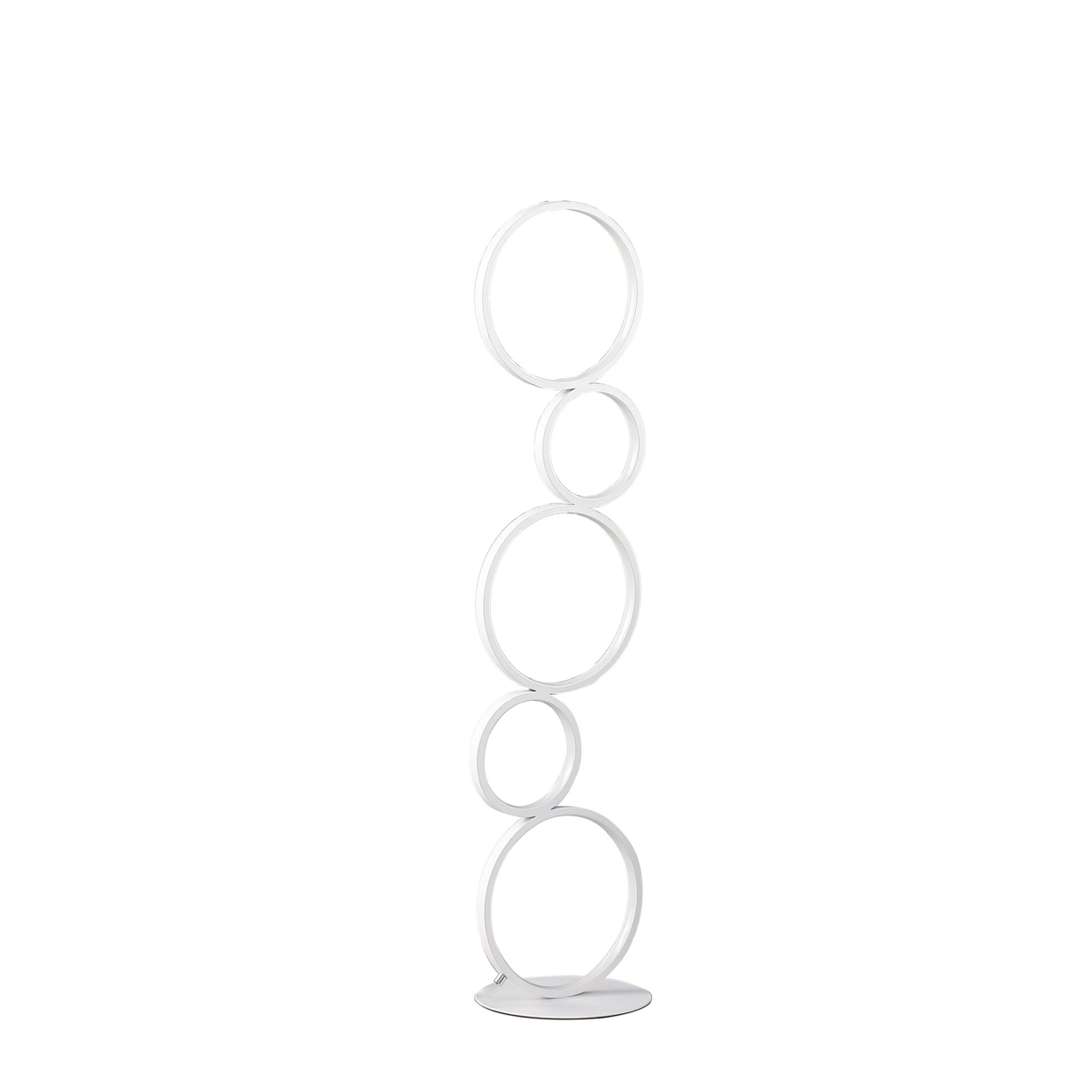 Emily 39 Inch Accent Table Lamp, 5 Round Ring Designed Base, Metal, White- Saltoro Sherpi