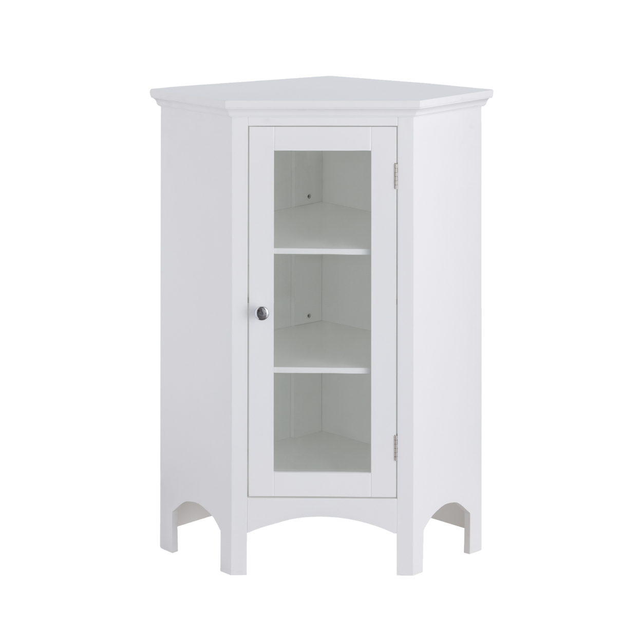 Elegant Home Fashions Wooden Bathroom Corner Cabinet White 7077