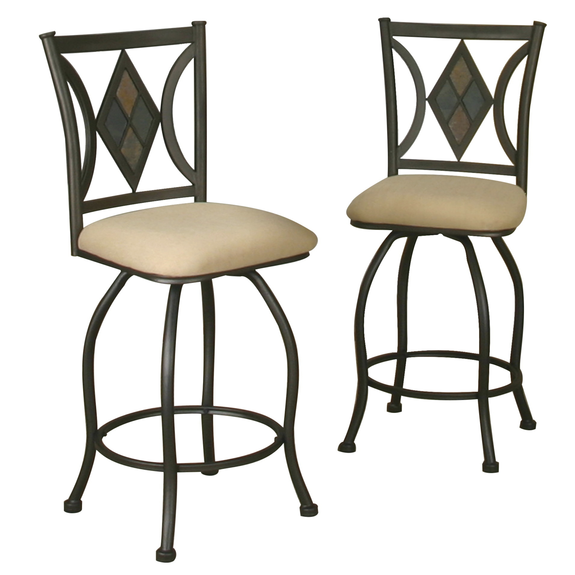 Dart 40.5 in. Espresso High Back Metal Frame 24 in. Bar Stool with Micro Suede Beige Seat (Set of 2)