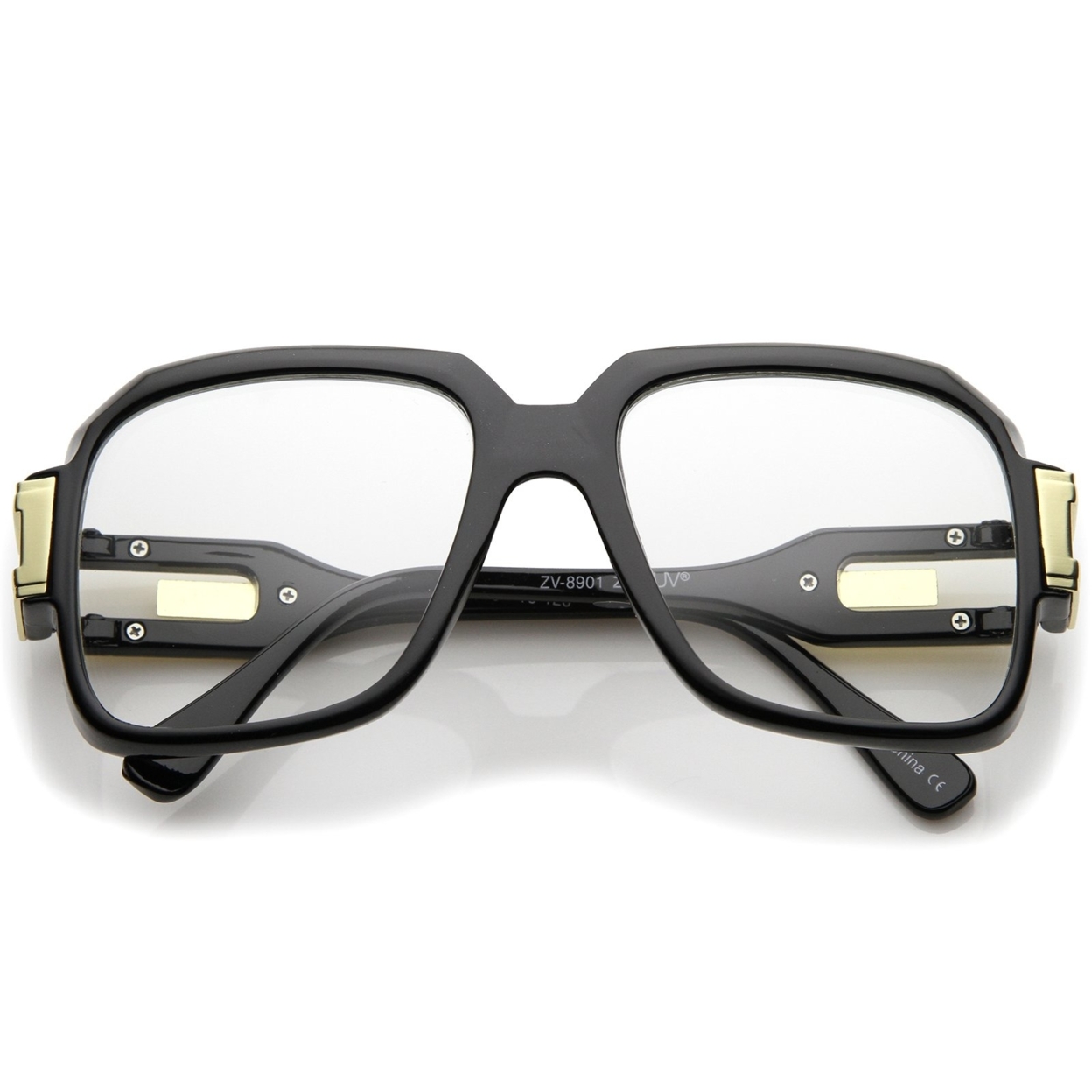Large Retro Hip Hop Style Clear Lens Square Eyeglasses 54mm - Matte Black-Silver / Clear