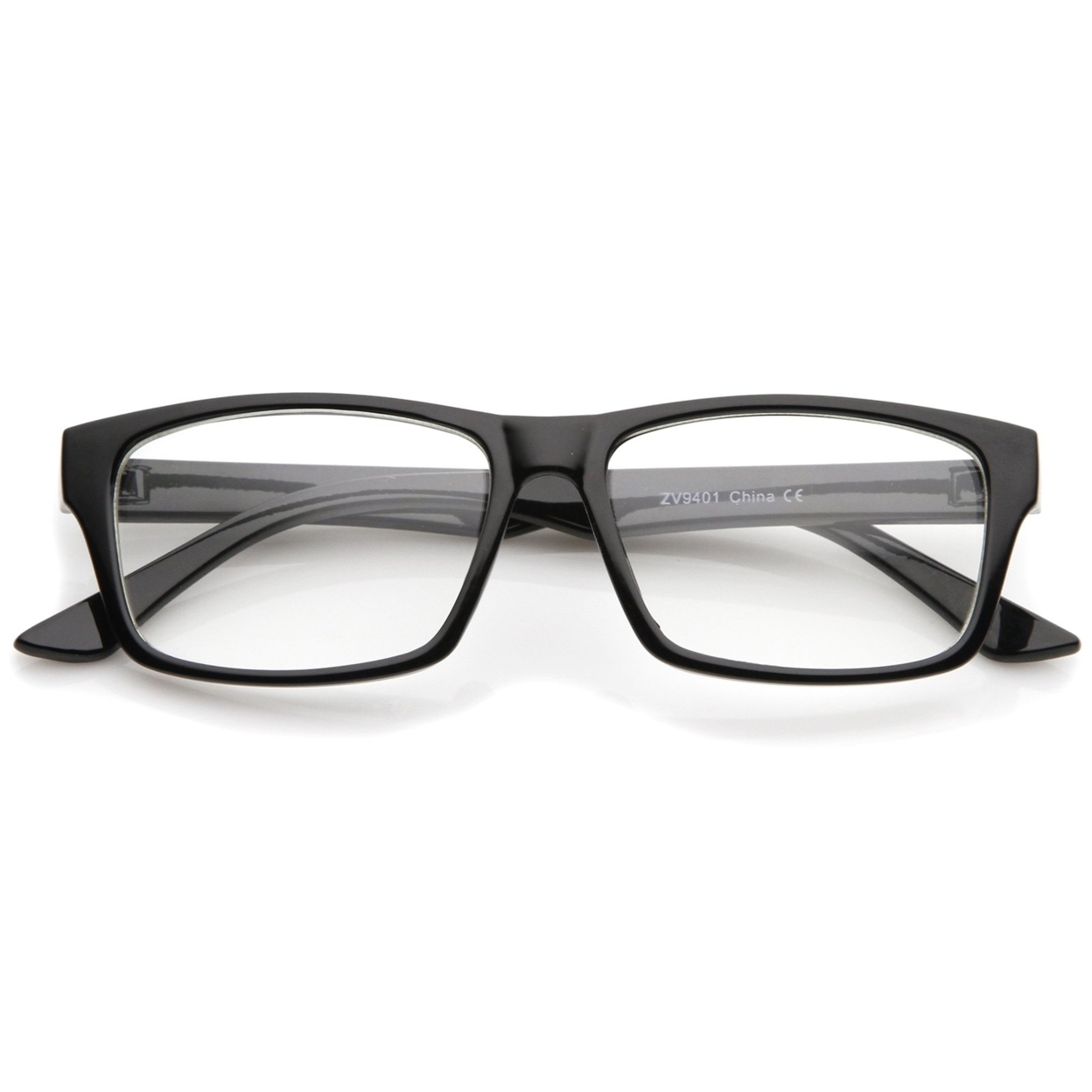 Modern Horn Rimmed Clear Lens Rectangle Eyeglasses 52mm - Shiny Tortoise / Clear