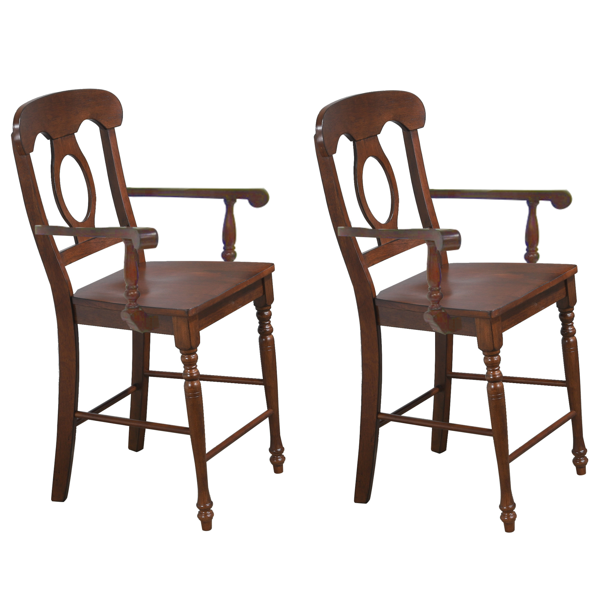 Andrews Bravo 42.5 in. High Back 24 in. Bar Stool with Solid Wood Seat (Set of 2) - Distressed Chestnut Brown