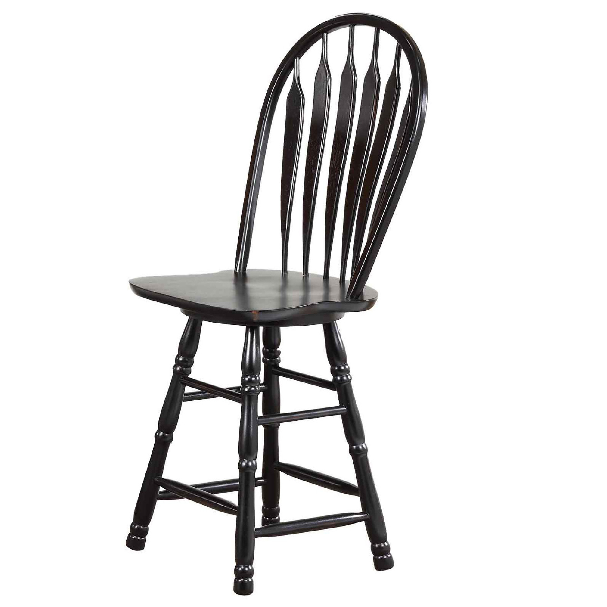 Black Cherry Selections 44.5 in. High Back Wood Frame 24 in. Bar Stool - Distressed Antique Black with Cherry Rub