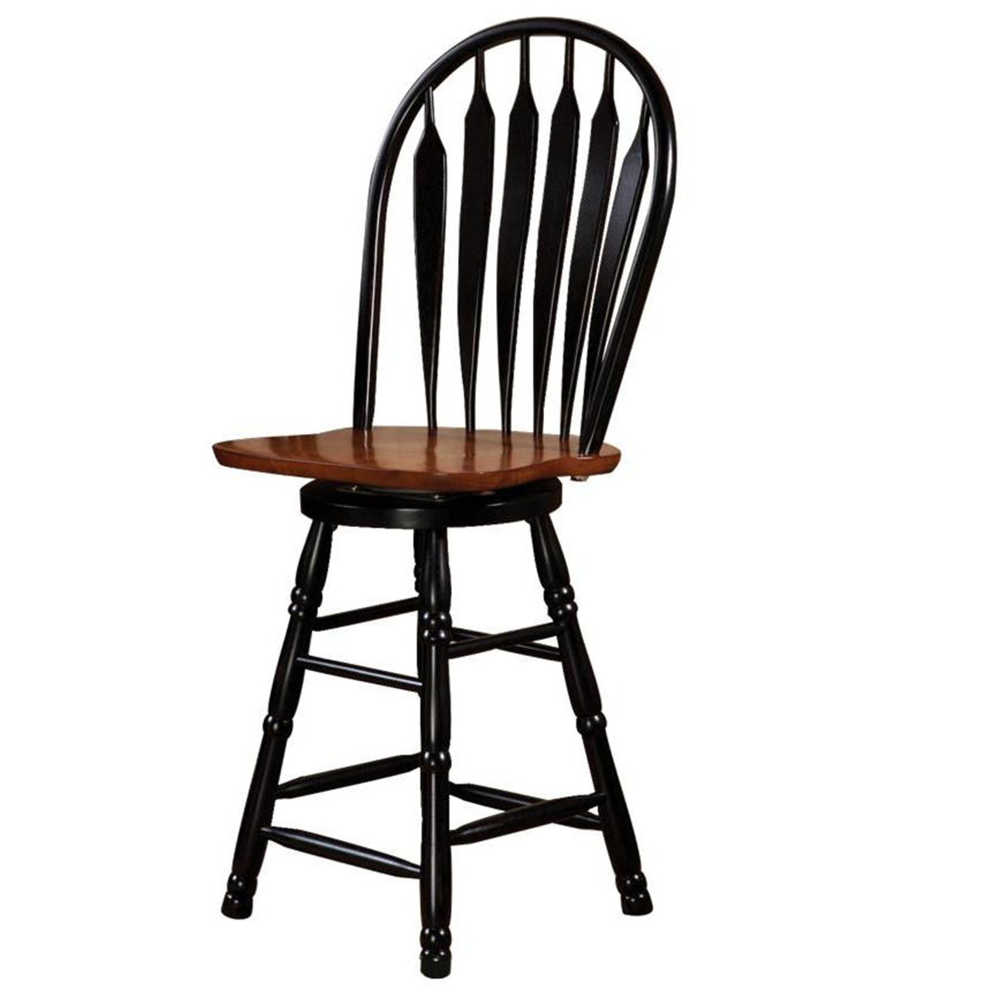 Black Cherry Selections 44.5 in. High Back Wood Frame 24 in. Bar Stool - Distressed Antique Black with Cherry