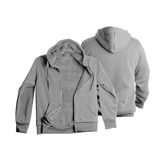 Men's Extra-Thick Sherpa Lined Fleece Hoodie (Big & Tall Sizes Available) - Grey, Large