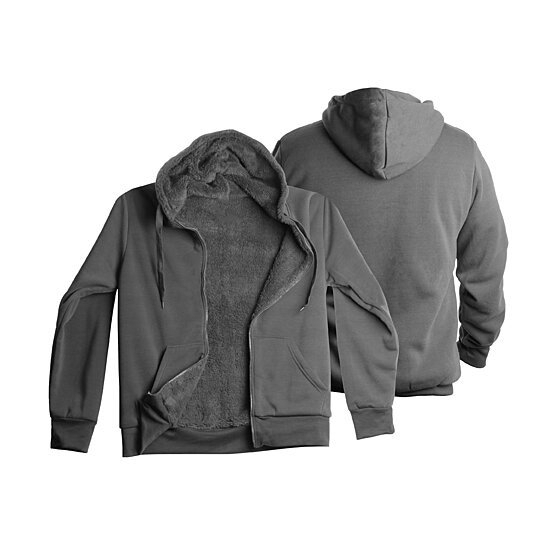 Men's Extra-Thick Sherpa Lined Fleece Hoodie (Big & Tall Sizes Available) - Charcoal, Large