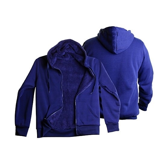 Men's Extra-Thick Sherpa Lined Fleece Hoodie (Big & Tall Sizes Available) - Navy, X-Large