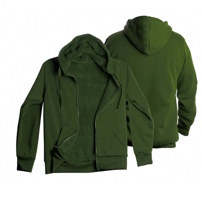 Men's Extra-Thick Sherpa Lined Fleece Hoodie (Big & Tall Sizes Available) - Olive, Medium