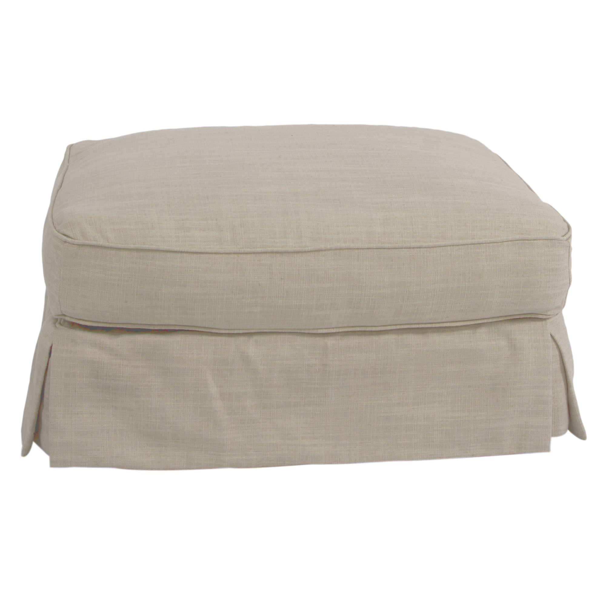 Americana Linen Upholstered Pillow Top Ottoman