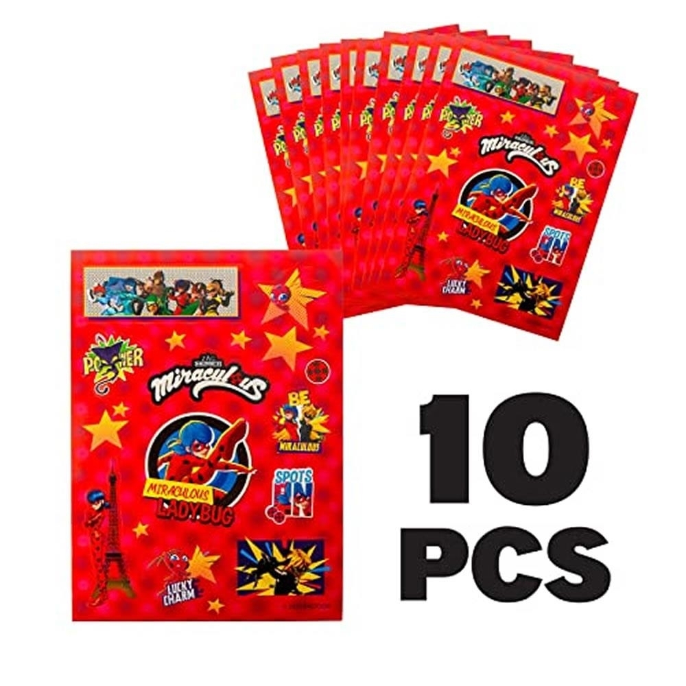 Miraculous Ladybug 10 Sticker Sheets Cat Nior Party Bag Favors Gifts Supplies Mighty Mojo