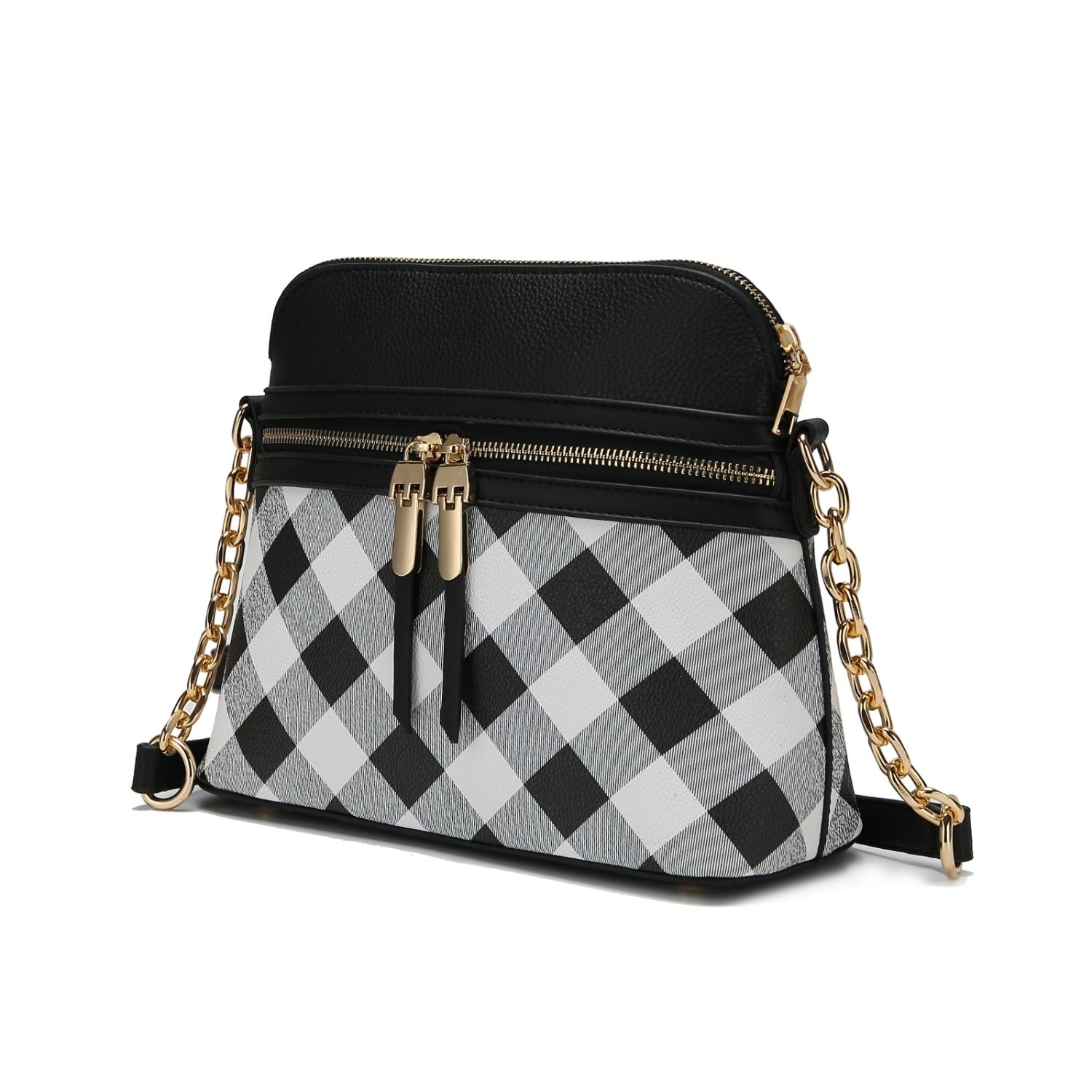 MKF Collection Suki Checkered Crossbody Handbag By Mia K - Black