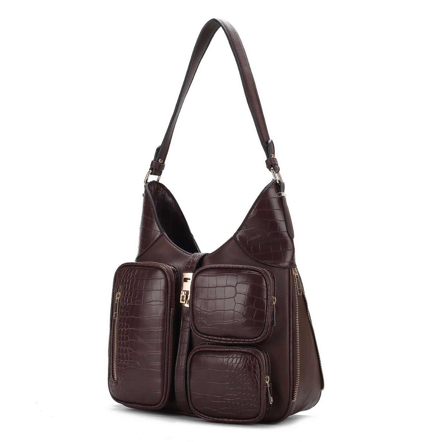 MKF Collection Daphne Crocodile-embossed Vegan Leather Shoulder By Mia K - Coffee