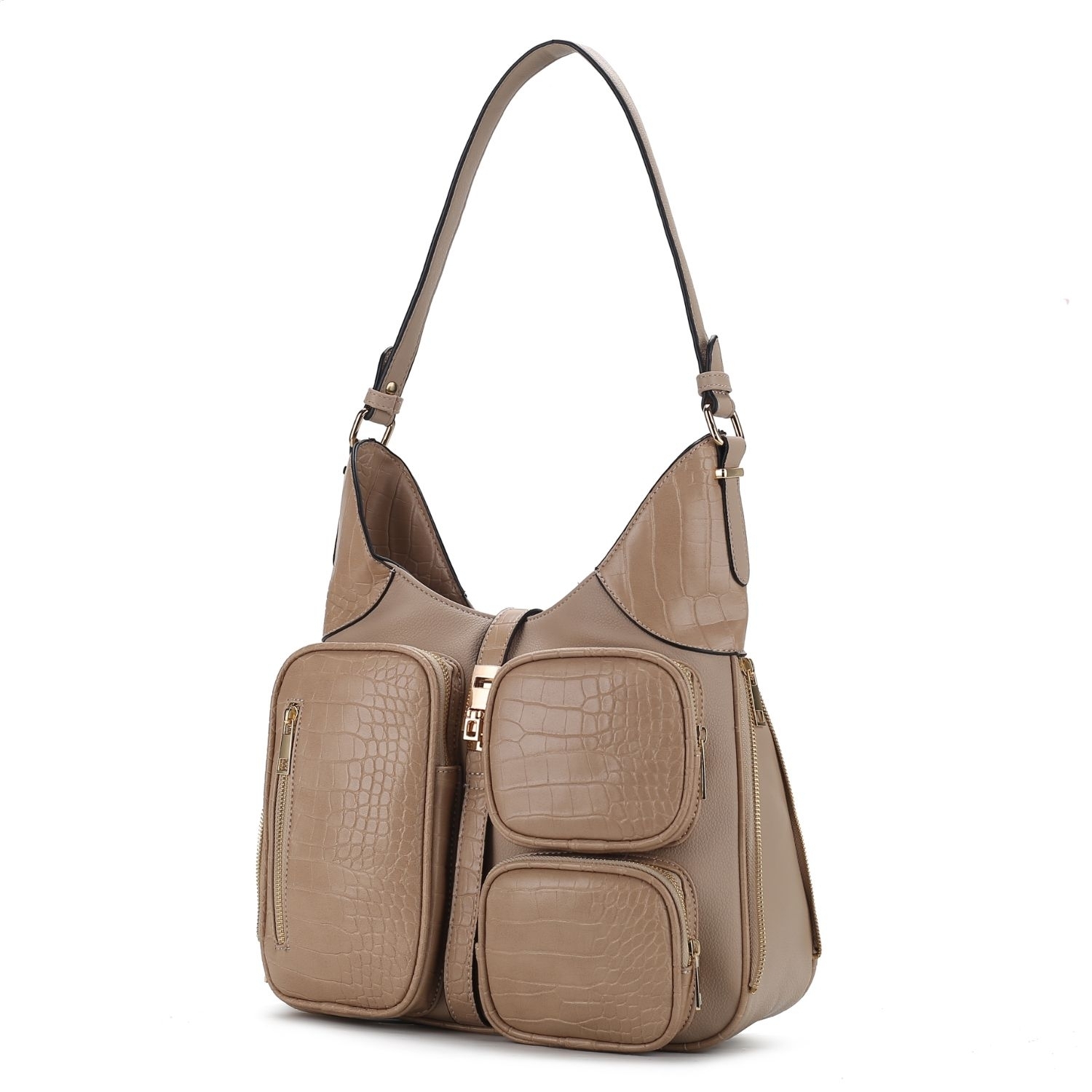 MKF Collection Daphne Crocodile-embossed Vegan Leather Shoulder By Mia K - Taupe
