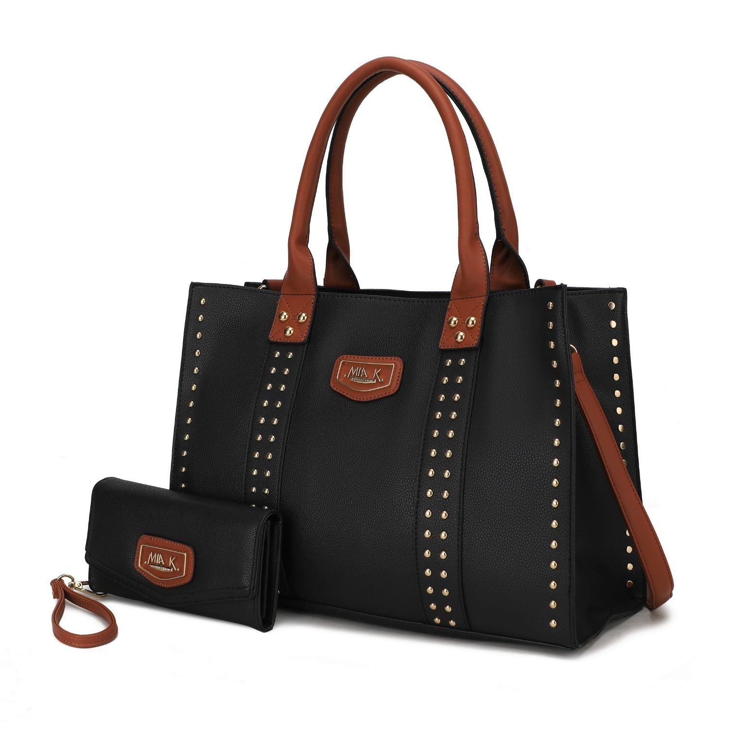 MKF Collection Davina Vegan Leather Women's Tote Bag By Mia K With Wallet -2 Pieces - Charcoal