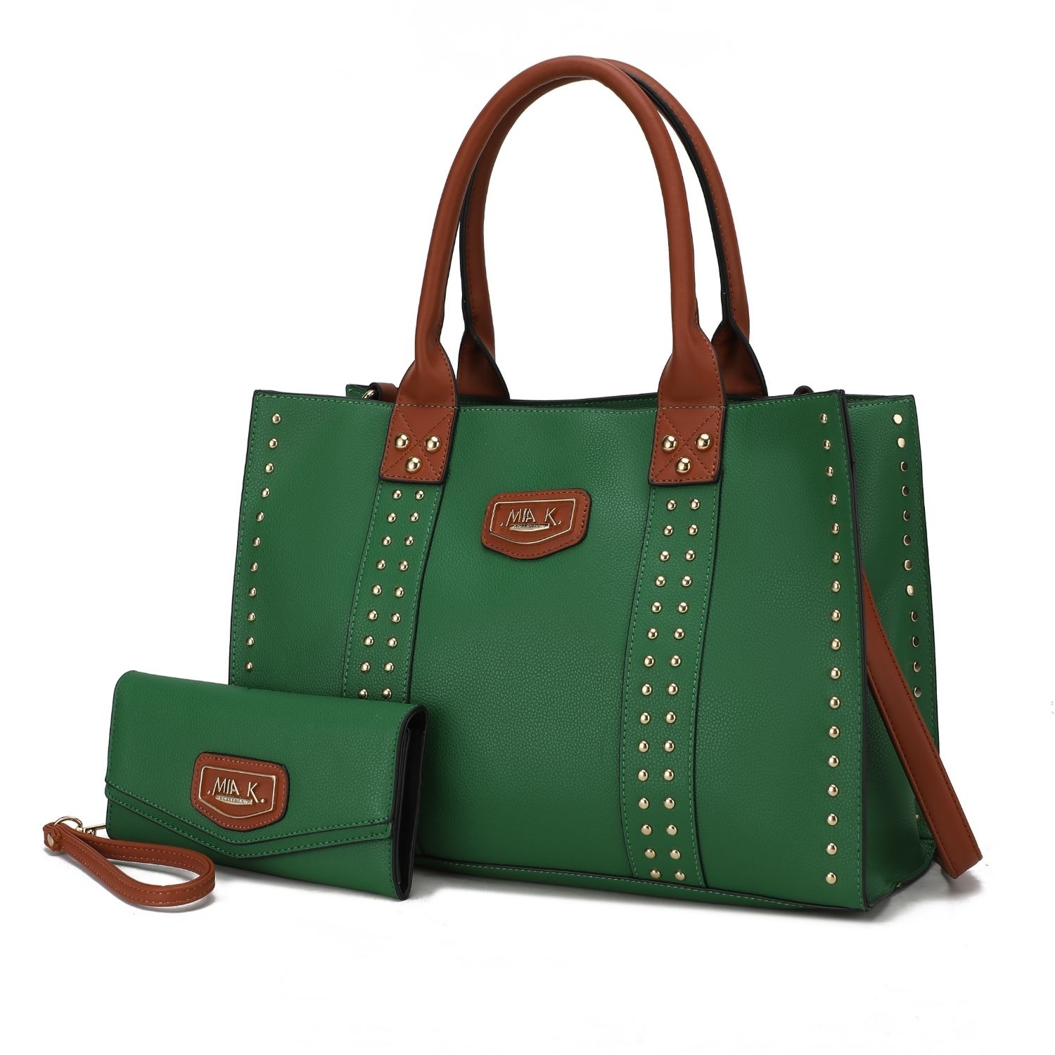 MKF Collection Davina Vegan Leather Women's Tote Bag By Mia K With Wallet -2 Pieces - Green